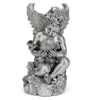 Cherub with Dove Table - 19-inch — Antique Silver finish