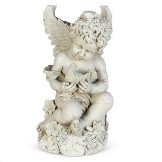 Cherub with Dove Table - 19-inch — Antique White finish