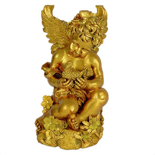 Cherub with Dove Table - 19-inch — Deep Gold finish