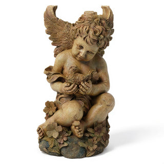 Cherub with Dove Table - 19-inch — Gothic Stone finish