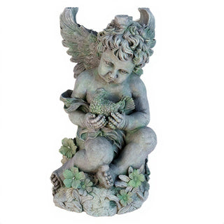Cherub with Dove Table - 19-inch — Mossy Green finish