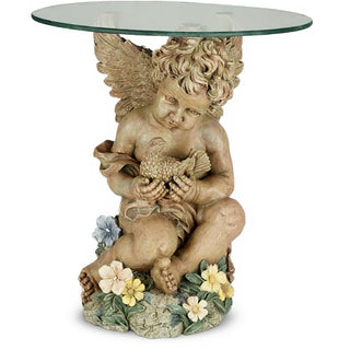 Cherub with Dove Table - 19-inch — Museum Terracotta finish