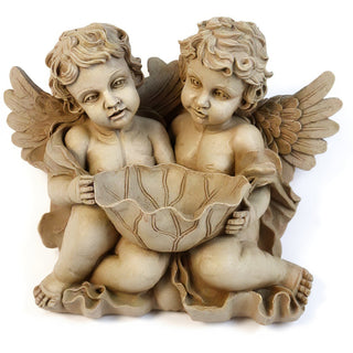 Cherub Holding Leaf Bowl Planter — Museum Terracotta finish