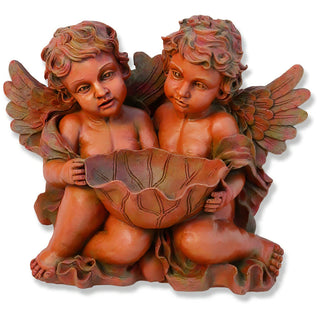 Cherub Holding Leaf Bowl Planter — Metro finish