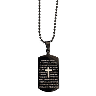 Black Stainless Steel Lord's Prayer pendant