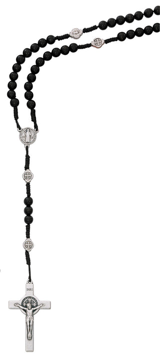 Black Wood Cord St. Ben Rosary