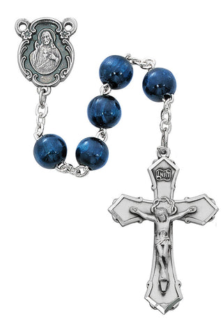 Red Lady Bug Silver Oxidized Rosary