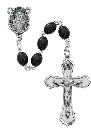 4X6 MM Black Wood Rosary Boxed