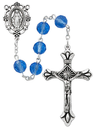 8MM Sapphire Glass Rosary Boxe