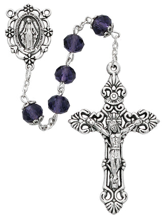 St. Benedict Olive Wood Rosary - Amethyst