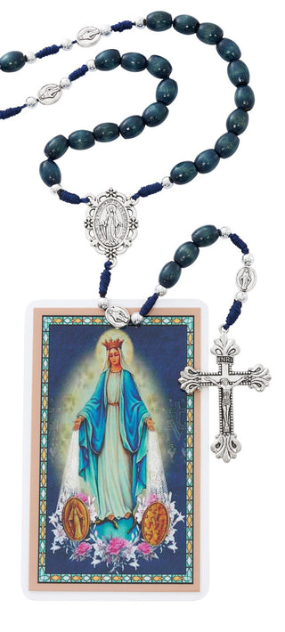 Large Blue Wood Miraculous Rosary
