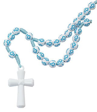 Kid'S Blue Wood Rosary Boxed
