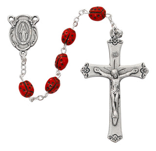 Blue Wood Silver Oxidized Rosary