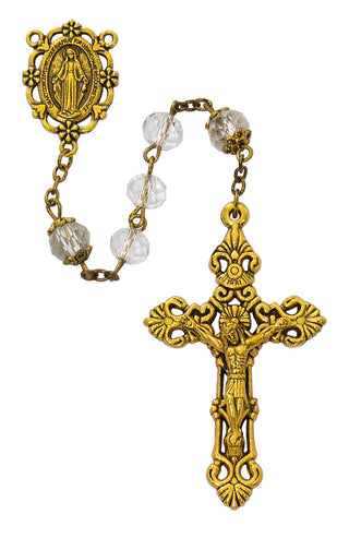 8MM Crystal Antique Gold Rosry