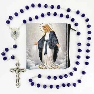 Blue Our Lady of Gr Rosary With Miraculous Pouch