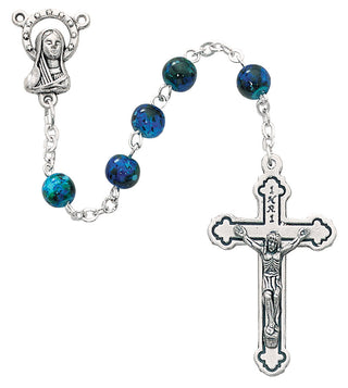 Blue Swirl Rosary with Pouch