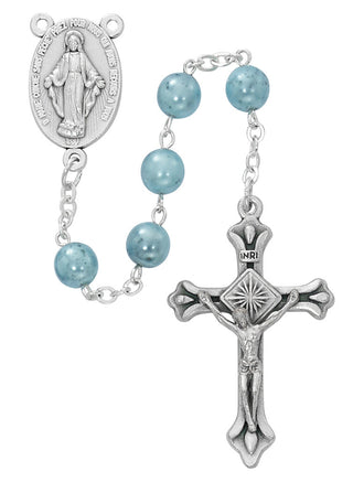Blue Swirl Rosary with Pouch