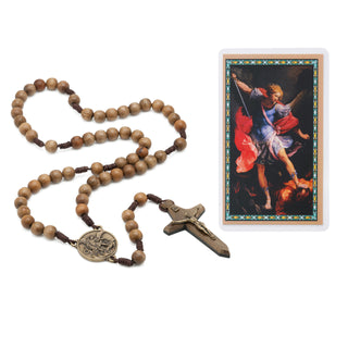 10MM Wood Saint Michael Rosary