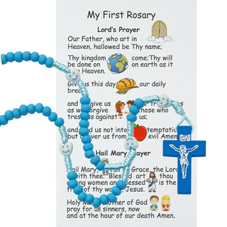 Kid'S Blue Wood Rosary Boxed