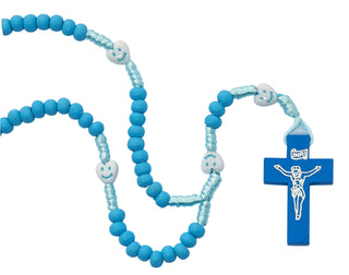 Kid'S Blue Wood Rosary Boxed