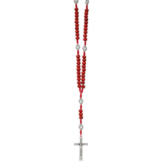 Red Wood Sacred Heart Rosary,