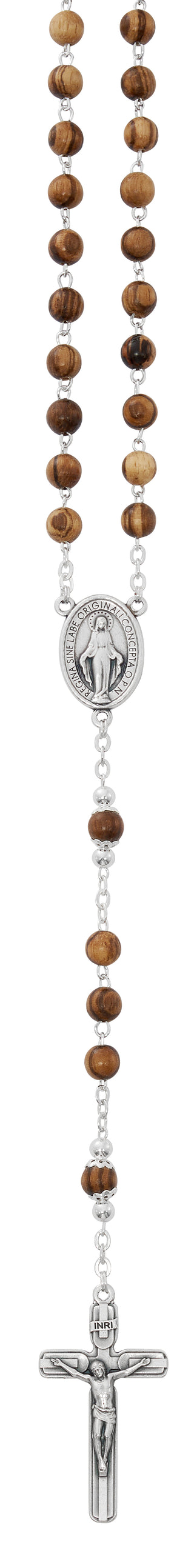 6mm Zebra Wood Miraculous Rosary