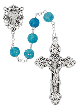 8mm Blue Glass Rosary