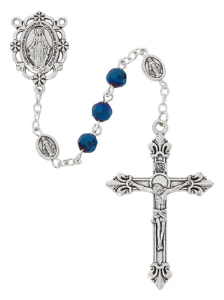 6mm Metallic Blue Crystal Rosary