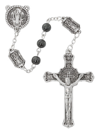 6mm Hematite St. Benedict Rosary