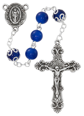 8MM Sapphire Glass Rosary Boxe