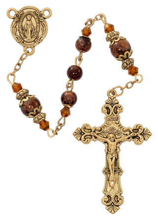 6mm Brown Marble Bead Rosary