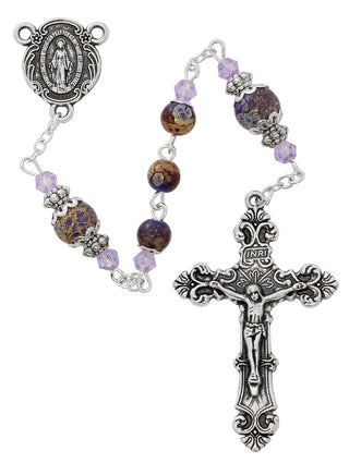 6MM Purple Bead Rosary Boxed