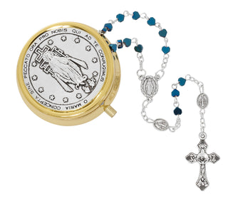 Blue Our Lady of Gr Rosary With Miraculous Pouch