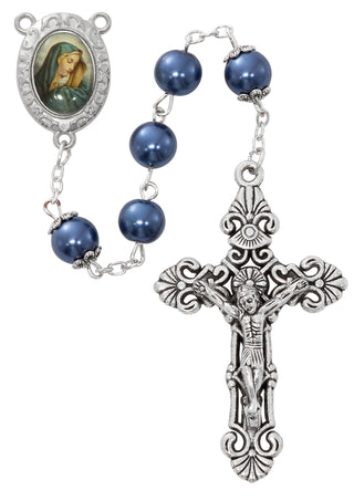 8mm Blue Pearl Our Lady of Sorrows Rosary
