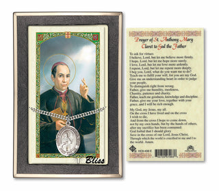 Sterling Silver Saint Anthony Mary Claret Medal | 24-inch Chain | Prayer to St Anthony Mary Claret Prayer Card Engraved Catholic Saint Jewelry