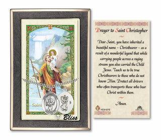 Silver Filled Saint Christopher/Baseball Medal on an 24 inch Heavy Curb Chain with a Prayer to St Cristopher Prayer Card.