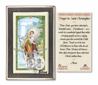 Silver Filled Saint Christopher/Tennis Medal on an 24 inch Heavy Curb Chain with a Prayer to St Cristopher Prayer Card.