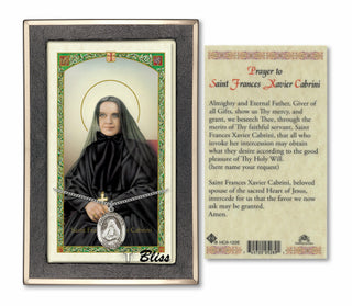 Sterling Silver Saint Frances Cabrini Medal | 18-inch Chain | Prayer to Saint Frances Xavier Cabrini Prayer Card Engraved Catholic Saint Jewelry