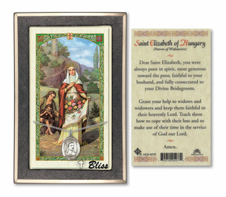 Sterling Silver Saint Elizabeth of Hungary Medal | 18-inch Chain | Prayer to St Elizabeth of Hungary Prayer Card Engraved Catholic Saint Jewelry