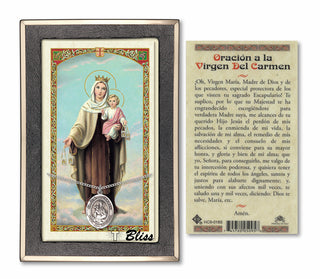 Sterling Silver Virgen del Carmen Medal Necklace with Prayer to Our Lady of Mt. Carmel Prayer Card