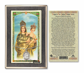 Silver Filled Our Lady of Prompt Succor Medal on an 18 inch Lite Curb Chain with a Our Lady of Prompt Succor - Prayer to and Against Hurricanes Prayer Card. | Engravable