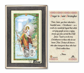 Silver Filled Saint Christopher / Football Medal on an 18 inch Lite Curb Chain with a Prayer to St Cristopher Prayer Card.
