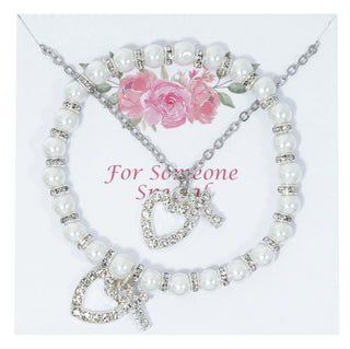 16"Stretch Pearl & Crys Cross