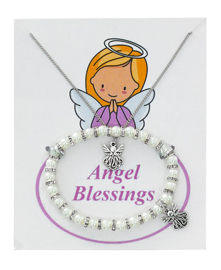 Mult Pearl Bracelet & Angel Pn