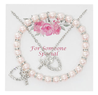 Pink Flower Brac & Miraculous Pendant