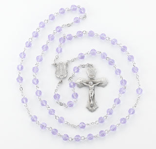 6mm Tin Cut Alexandrite Aurora Borealis Bead with New England Pewter Crucifix and Center