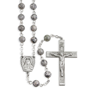 6mm Genuine Lime Gemstone Bead with New England Pewter Crucifix and Center