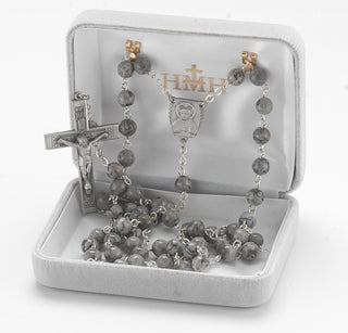 6mm Genuine Lime Gemstone Bead with New England Pewter Crucifix and Center