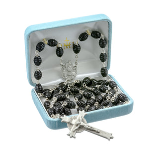 Black Beehive Boxwood New England Pewter Rosary