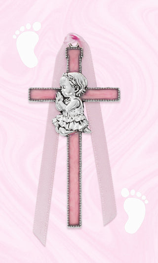 3.5-inch Pink Girl Crib Cross Ribbon 